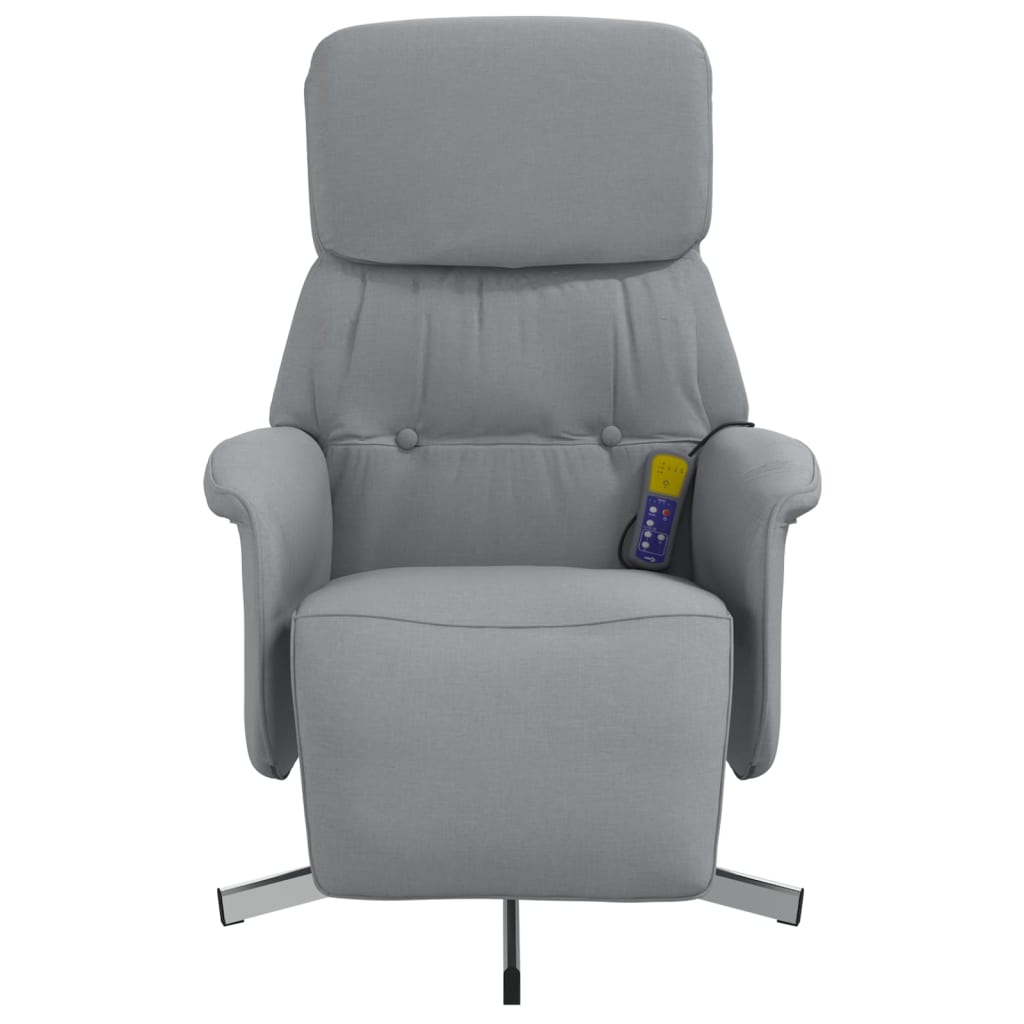Fauteuil inclinable de massage et repose-pieds gris clair tissu - XIOS