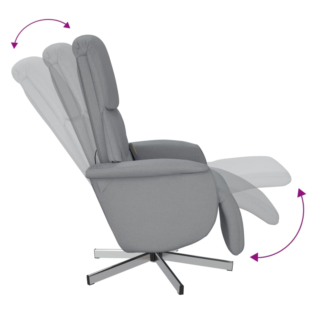 Fauteuil inclinable de massage et repose-pieds gris clair tissu - XIOS