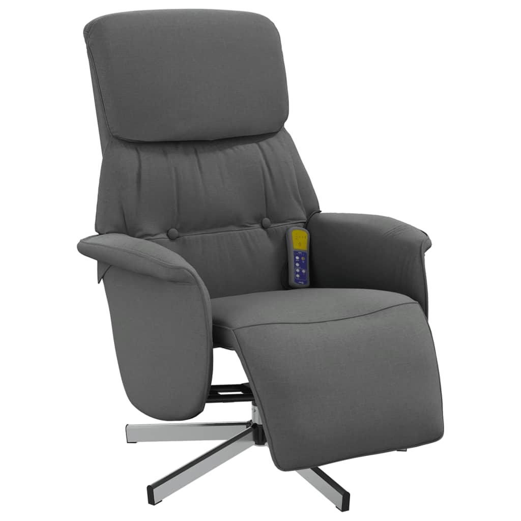 Fauteuil inclinable de massage et repose-pieds gris foncé tissu - XIOS