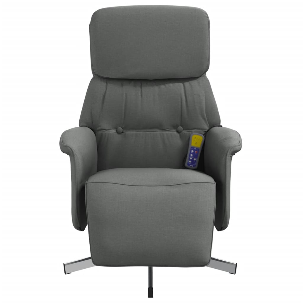 Fauteuil inclinable de massage et repose-pieds gris foncé tissu - XIOS