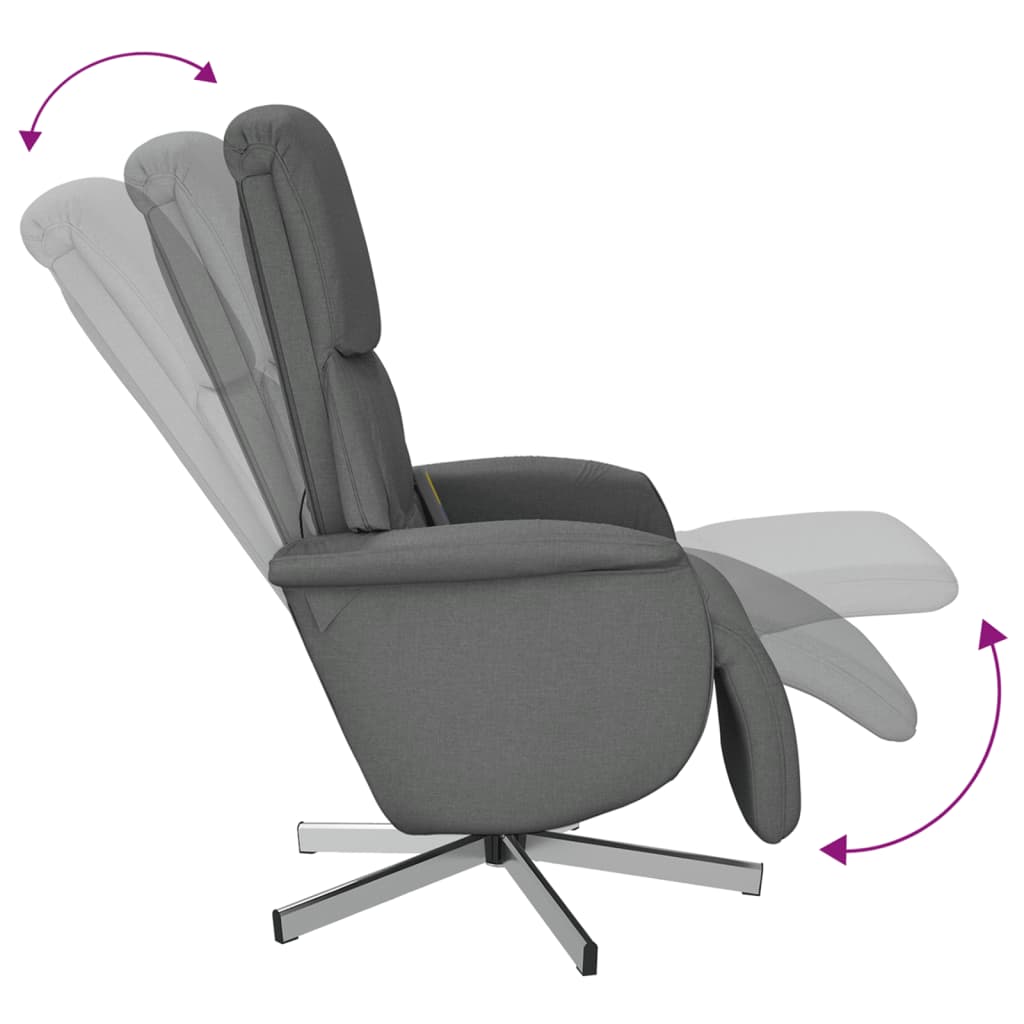 Fauteuil inclinable de massage et repose-pieds gris foncé tissu - XIOS