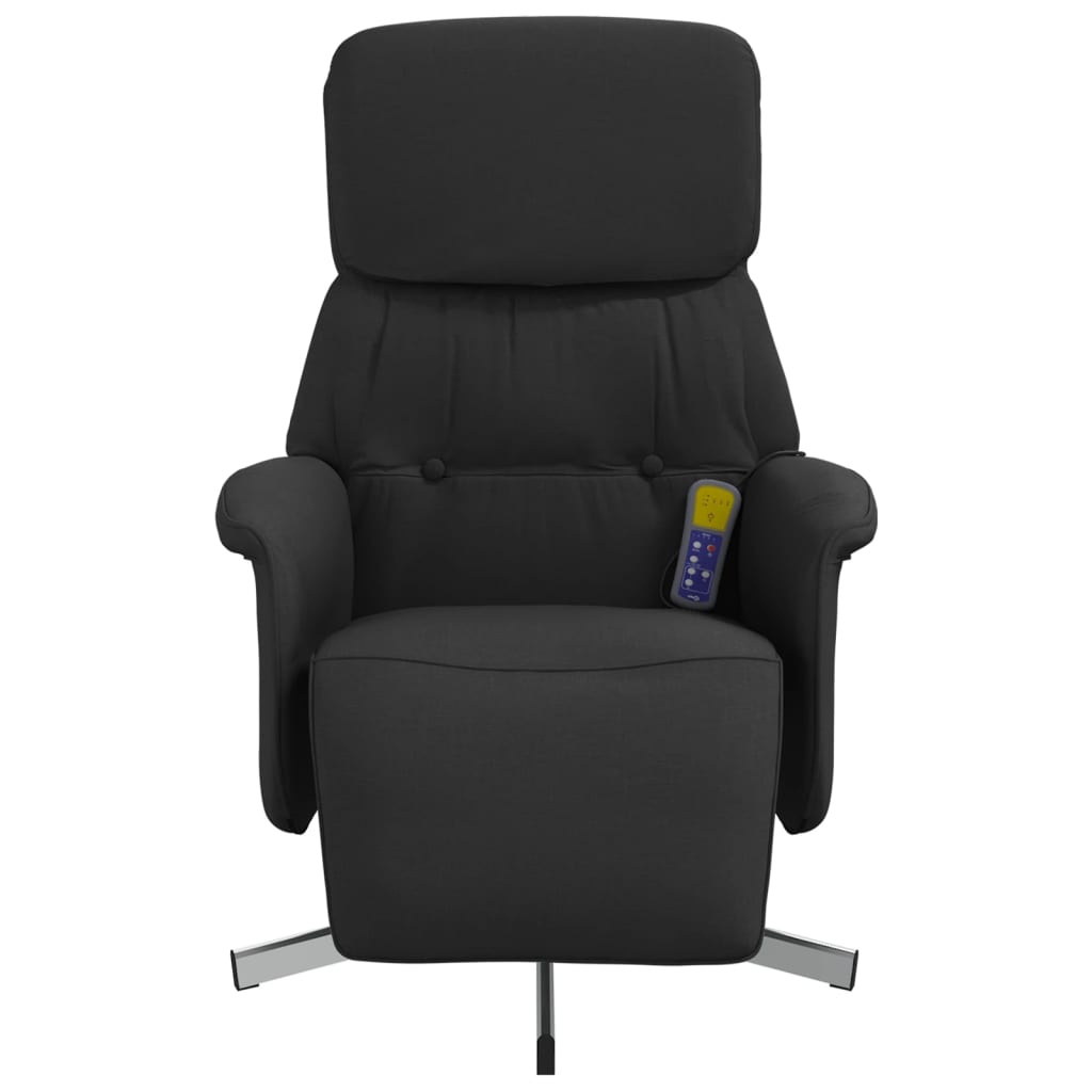 Fauteuil inclinable de massage avec repose-pieds noir tissu - XIOS