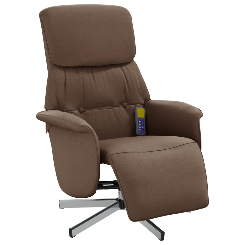 Fauteuil inclinable de massage avec repose-pieds marron tissu - XIOS