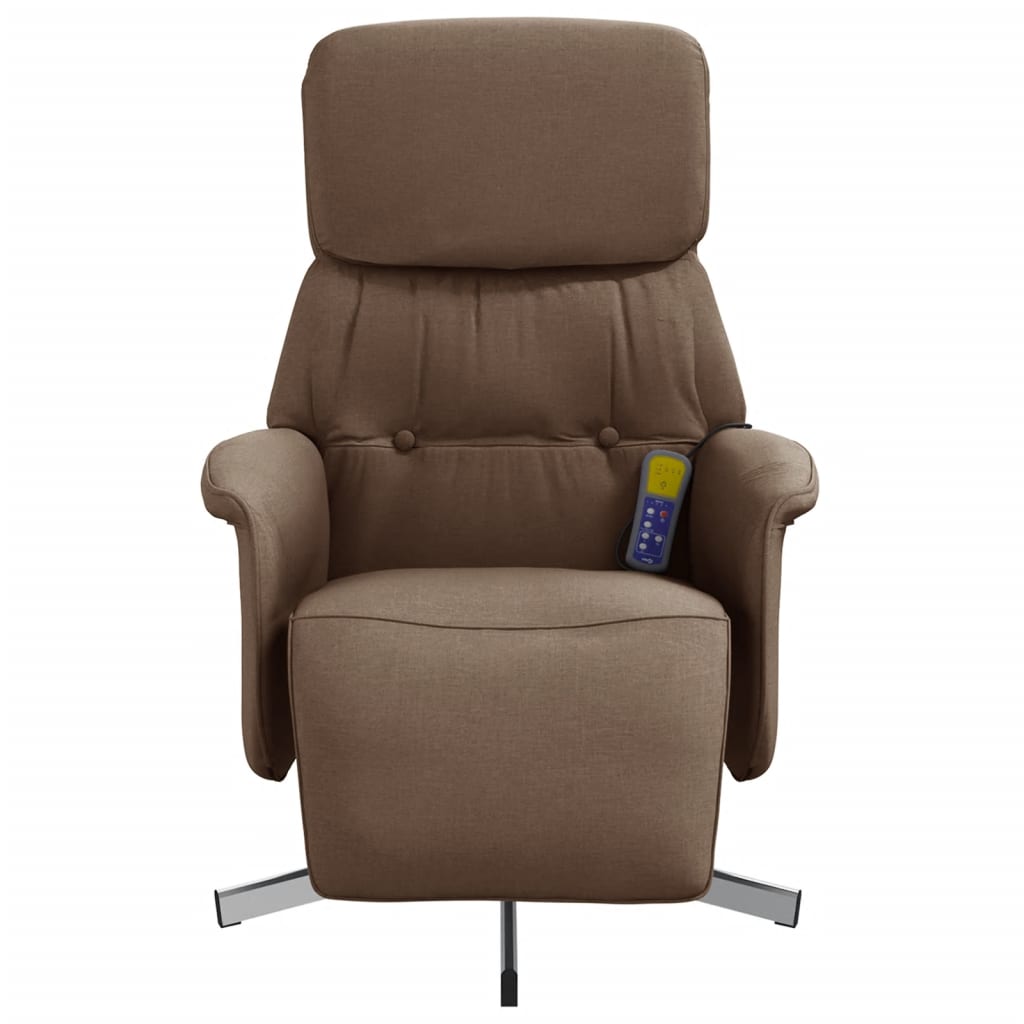 Fauteuil inclinable de massage avec repose-pieds marron tissu - XIOS