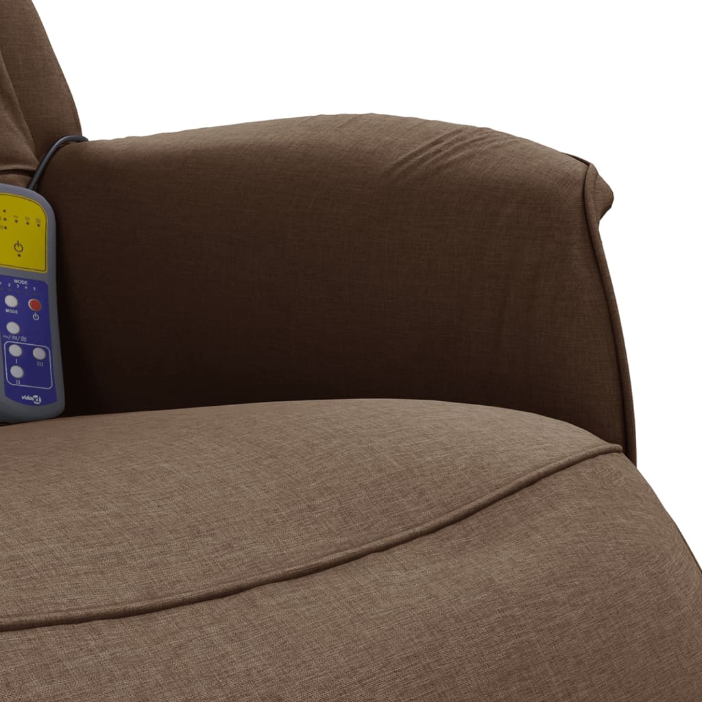 Fauteuil inclinable de massage avec repose-pieds marron tissu - XIOS