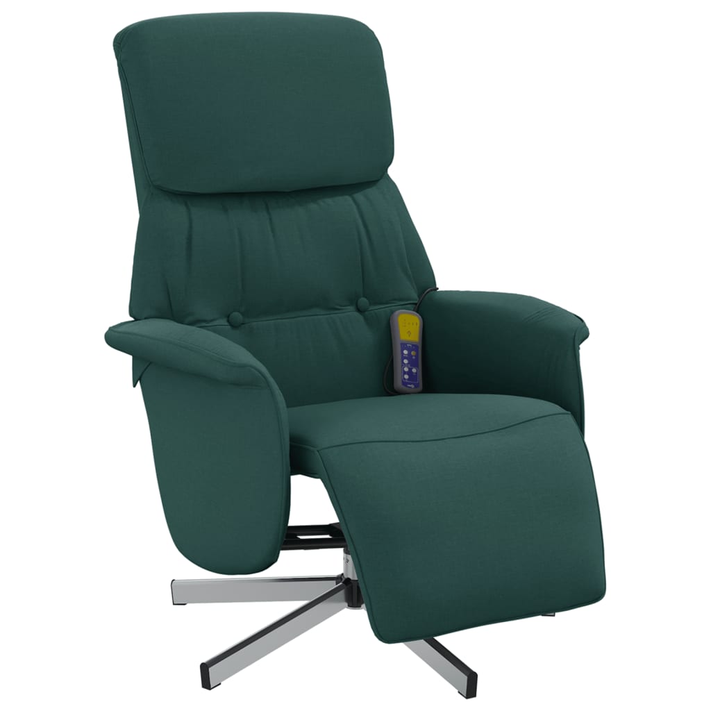 Fauteuil inclinable de massage et repose-pieds vert foncé tissu - XIOS