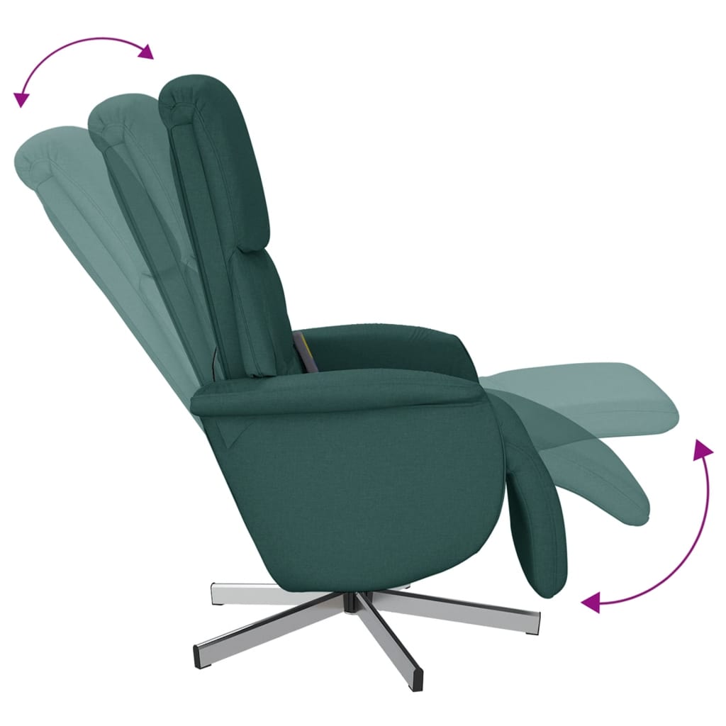 Fauteuil inclinable de massage et repose-pieds vert foncé tissu - XIOS