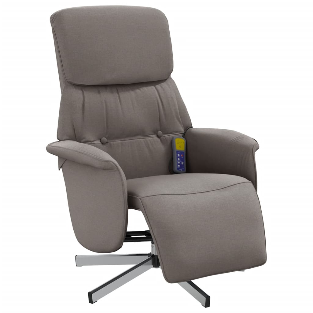 Fauteuil inclinable de massage avec repose-pieds taupe tissu - XIOS