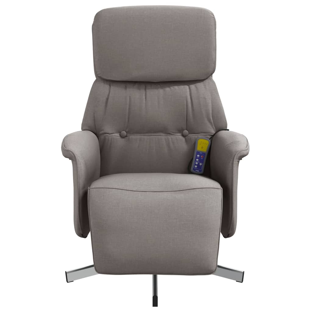 Fauteuil inclinable de massage avec repose-pieds taupe tissu - XIOS