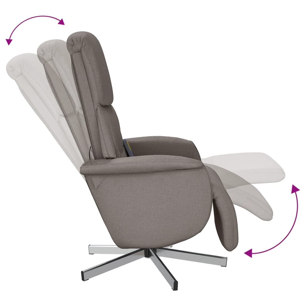 Fauteuil inclinable de massage avec repose-pieds taupe tissu - XIOS