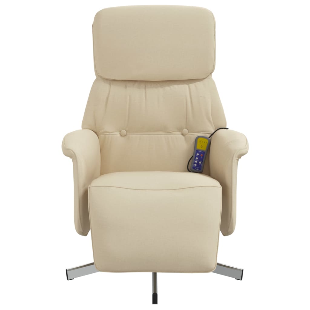 Fauteuil inclinable de massage avec repose-pieds crème tissu - XIOS