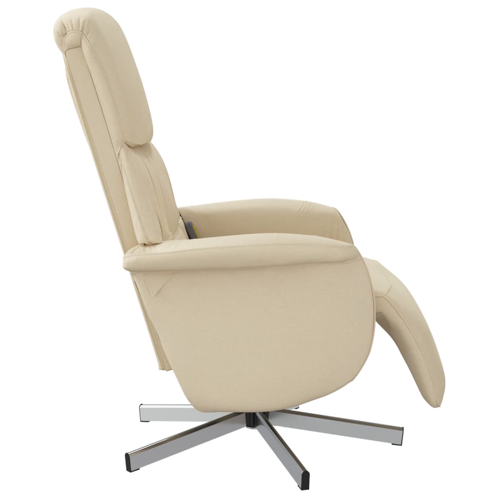 Fauteuil inclinable de massage avec repose-pieds crème tissu - XIOS