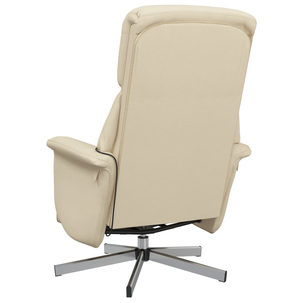 Fauteuil inclinable de massage avec repose-pieds crème tissu - XIOS