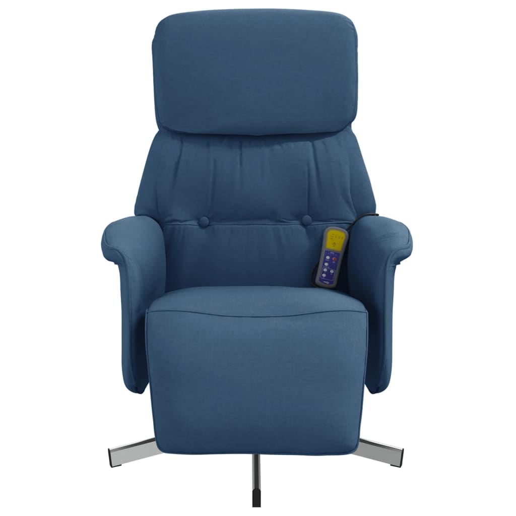 Fauteuil inclinable de massage avec repose-pieds bleu tissu - XIOS