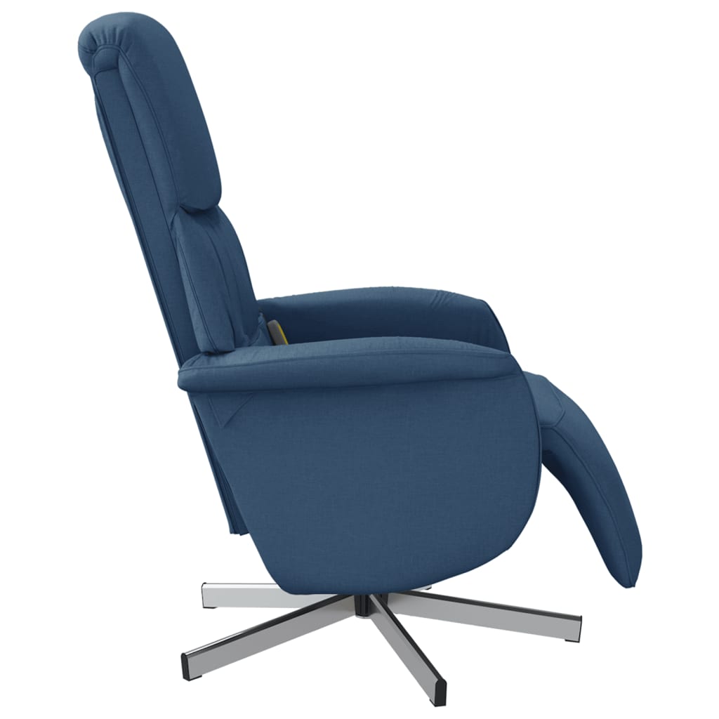 Fauteuil inclinable de massage avec repose-pieds bleu tissu - XIOS