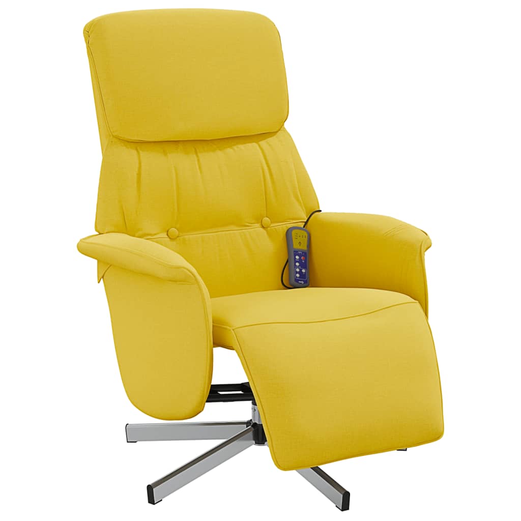 Fauteuil inclinable de massage repose-pieds jaune clair tissu - XIOS