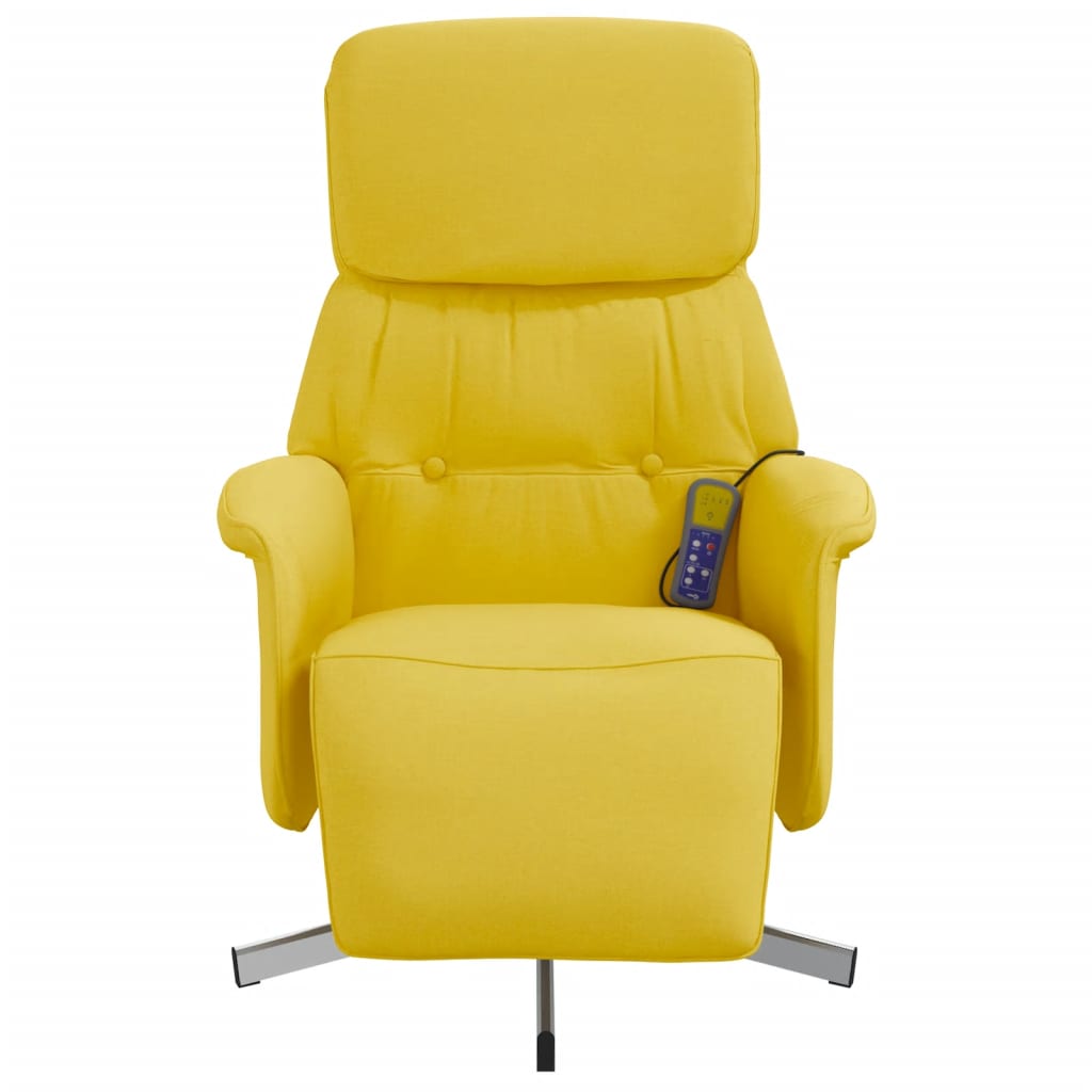 Fauteuil inclinable de massage repose-pieds jaune clair tissu - XIOS