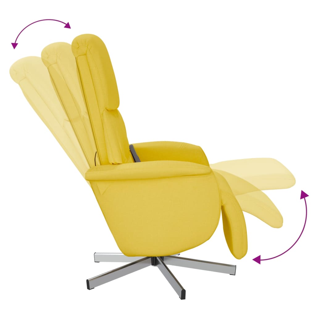 Fauteuil inclinable de massage repose-pieds jaune clair tissu - XIOS