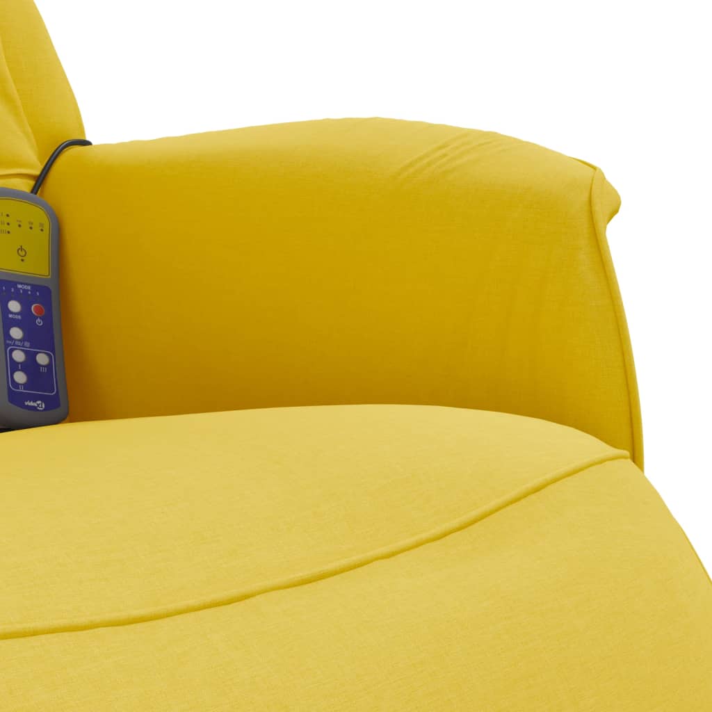 Fauteuil inclinable de massage repose-pieds jaune clair tissu - XIOS