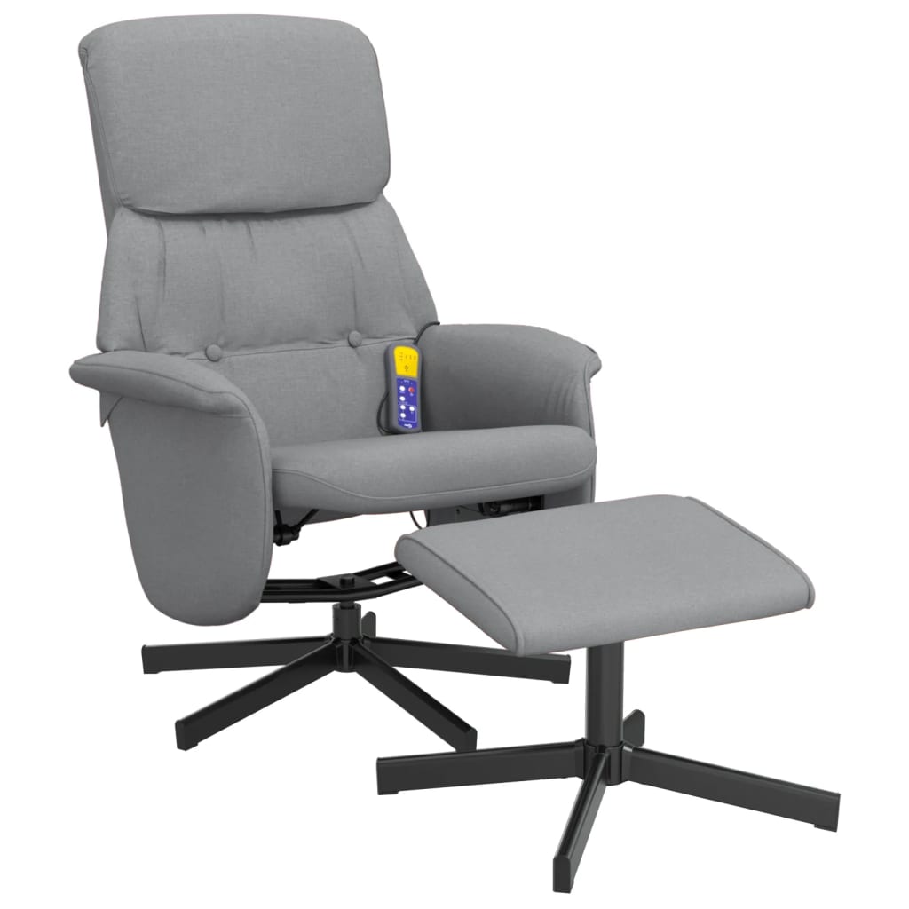 Fauteuil inclinable de massage et repose-pied gris clair tissu - XIOS