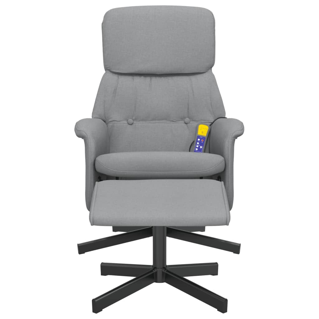 Fauteuil inclinable de massage et repose-pied gris clair tissu - XIOS
