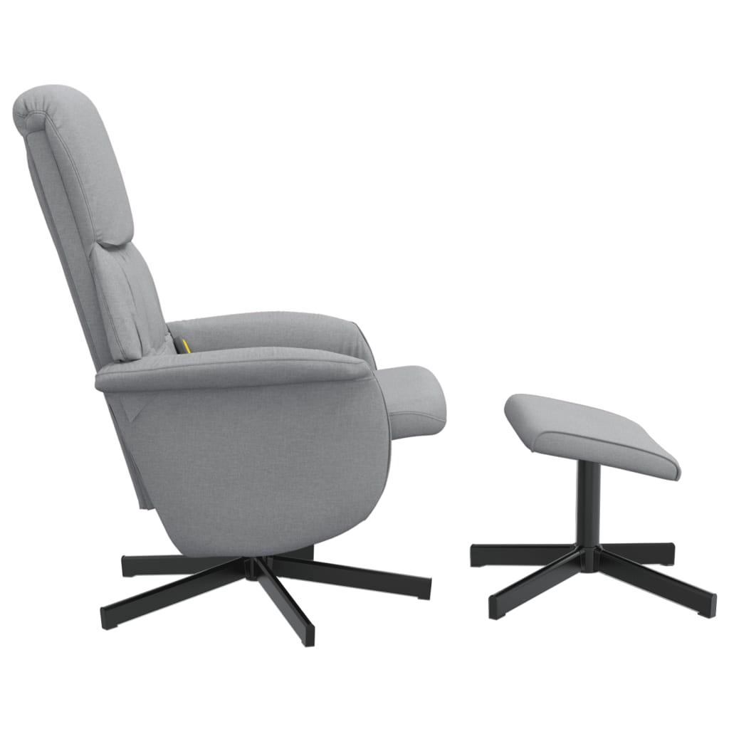 Fauteuil inclinable de massage et repose-pied gris clair tissu - XIOS