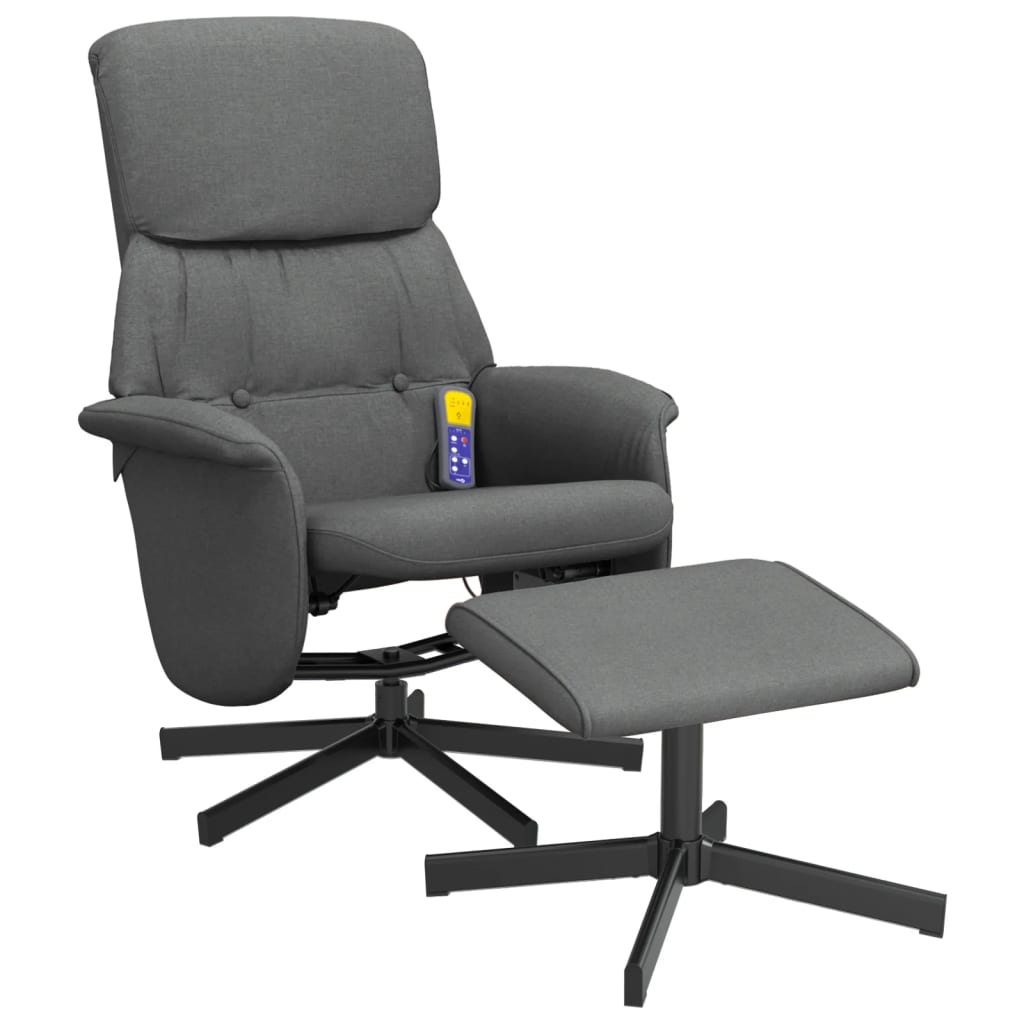 Fauteuil de massage inclinable et repose-pieds gris foncé tissu - XIOS