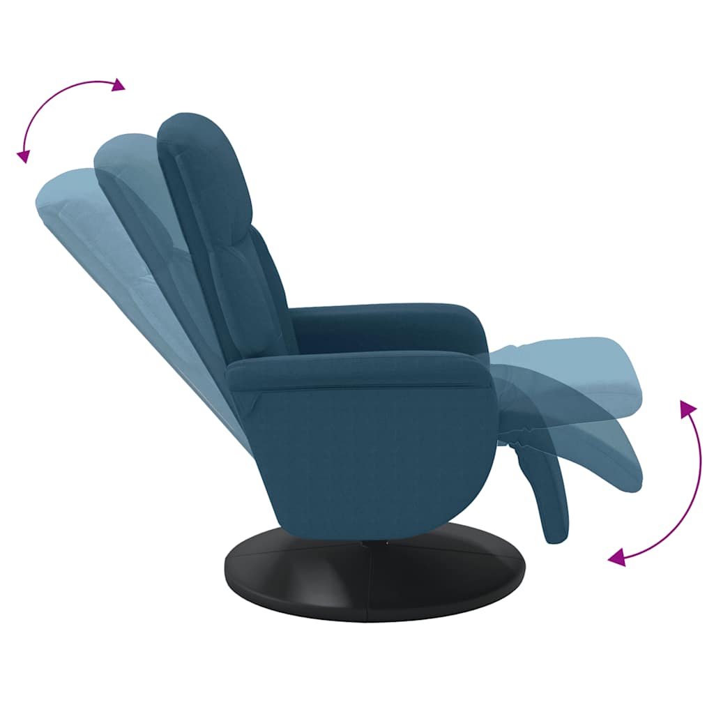 Fauteuil inclinable avec repose-pied bleu velours