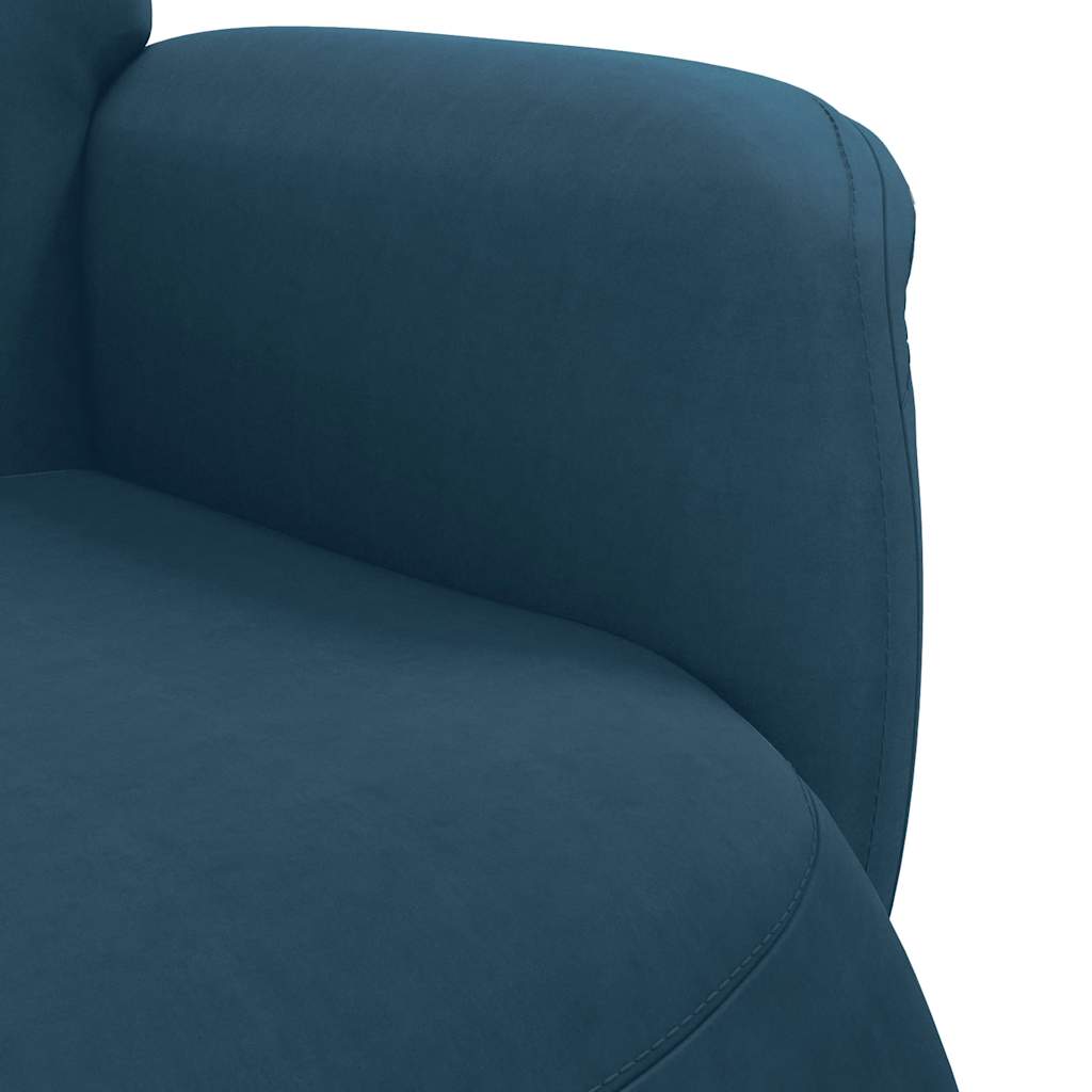 Fauteuil inclinable avec repose-pied bleu velours