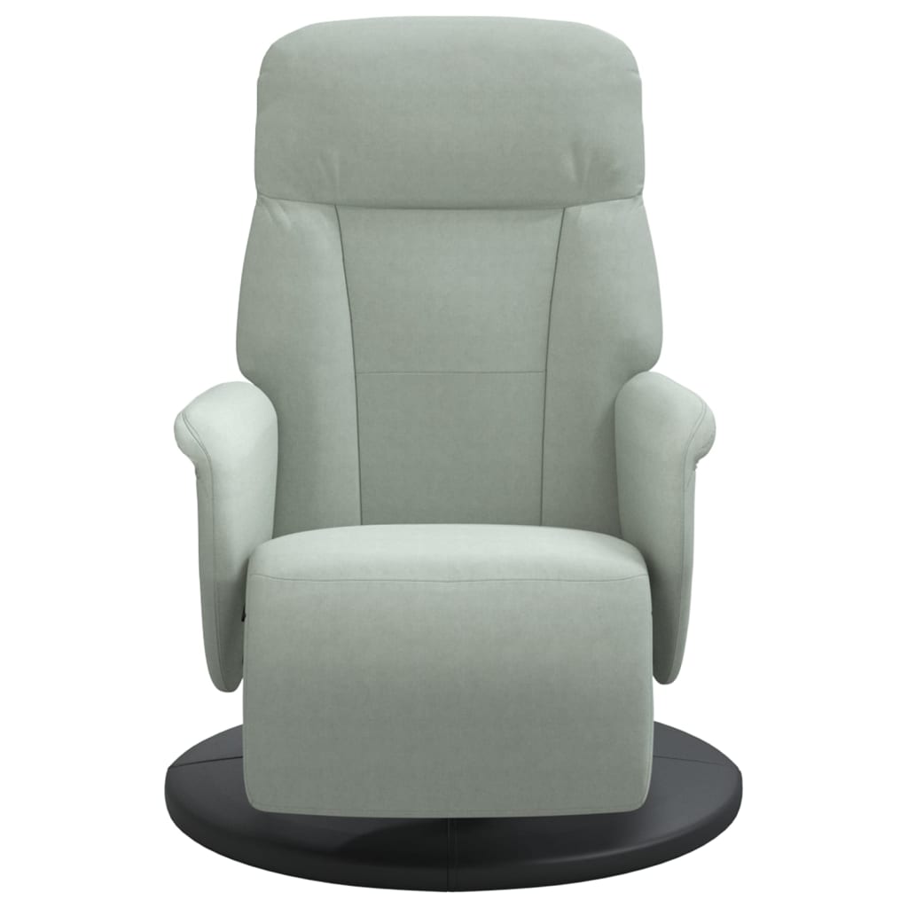 Fauteuil inclinable avec repose-pied gris clair velours - XIOS