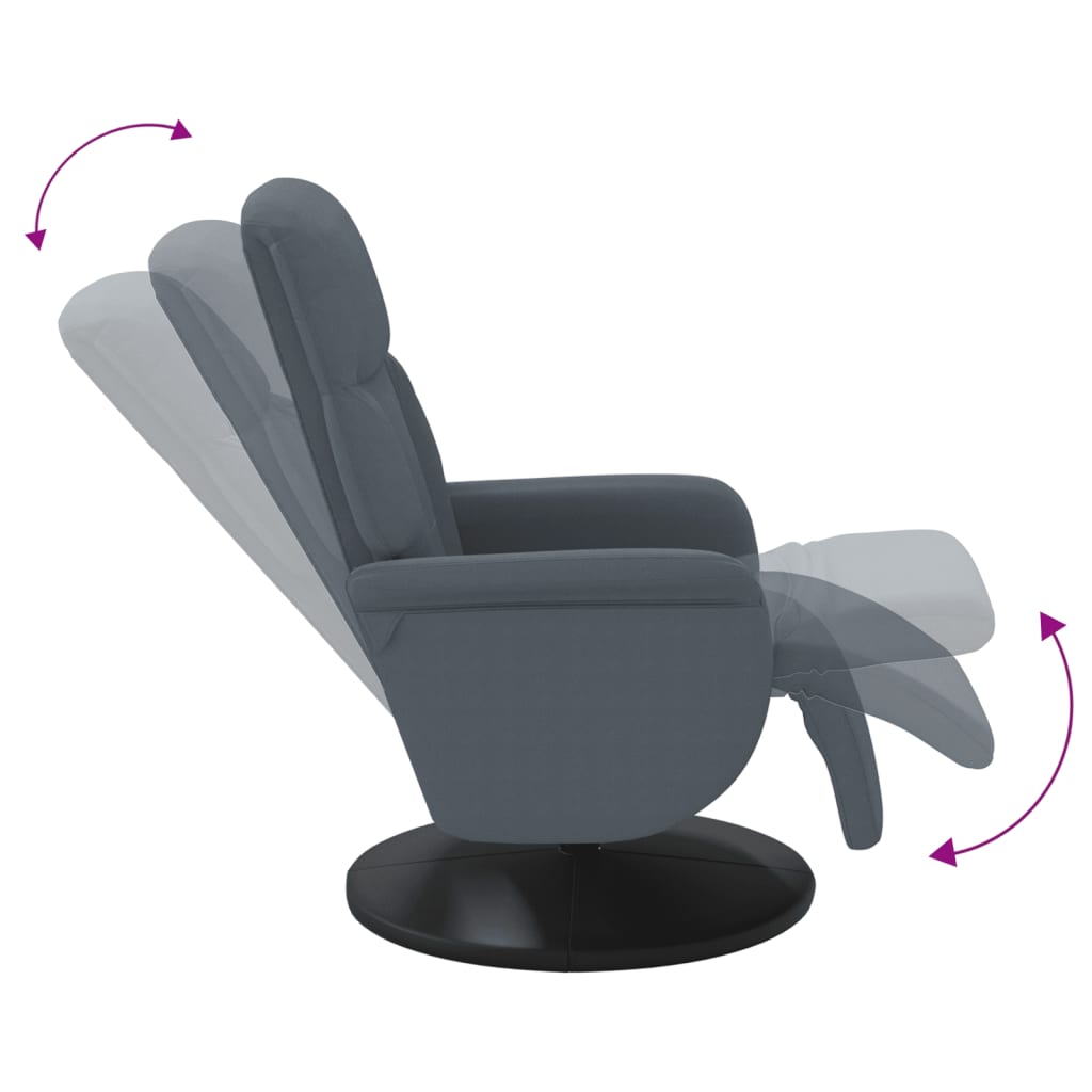 Fauteuil inclinable avec repose-pied gris foncé velours - XIOS