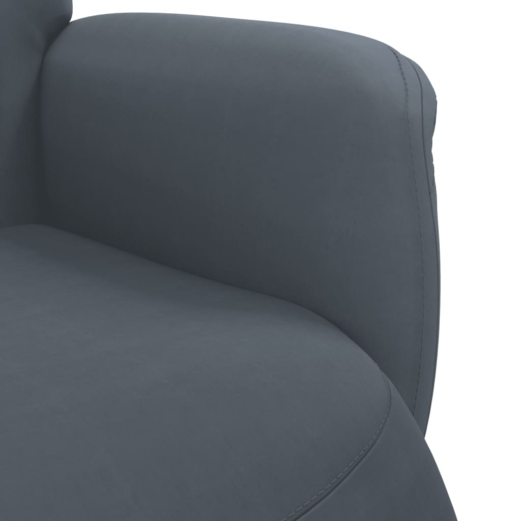 Fauteuil inclinable avec repose-pied gris foncé velours - XIOS