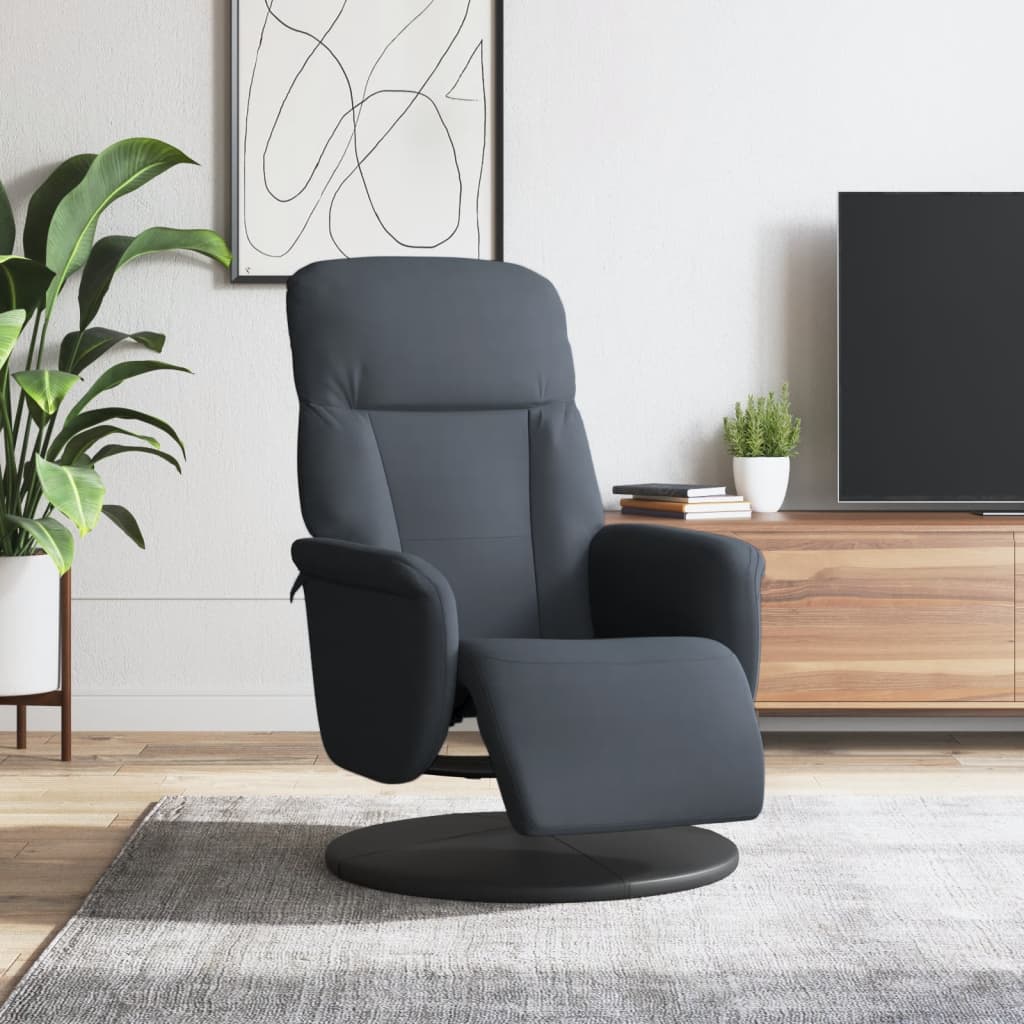 Fauteuil inclinable avec repose-pied gris foncé velours - XIOS