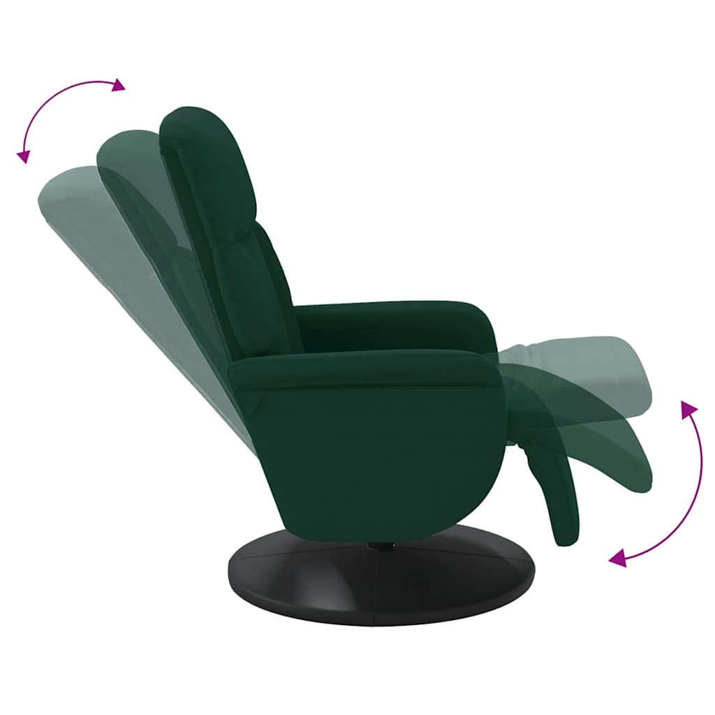 Fauteuil inclinable avec repose-pied vert foncé velours
