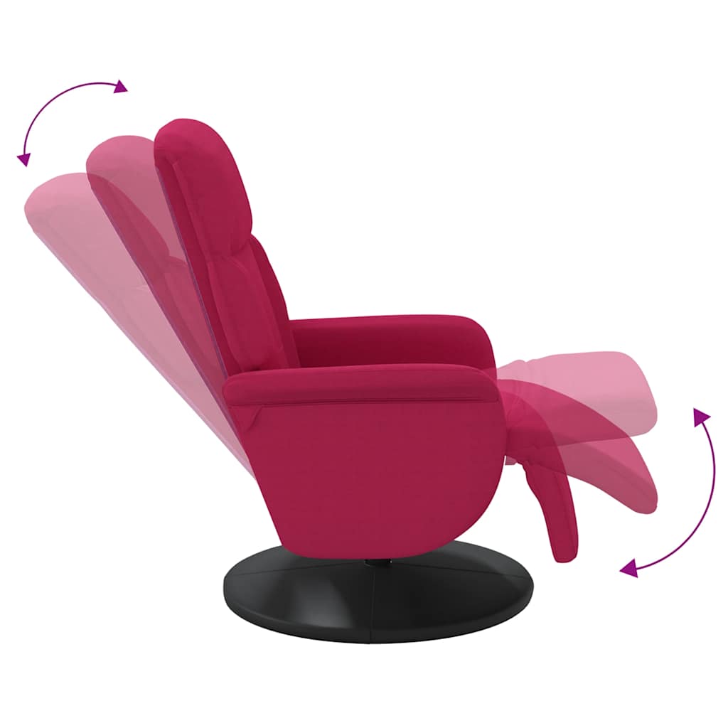 Fauteuil inclinable avec repose-pied rouge bordeaux velours - XIOS