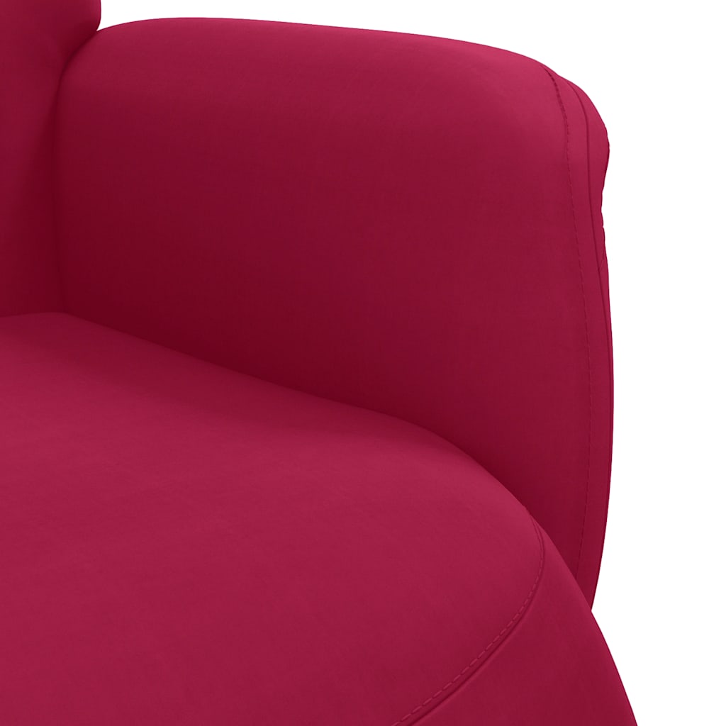 Fauteuil inclinable avec repose-pied rouge bordeaux velours - XIOS