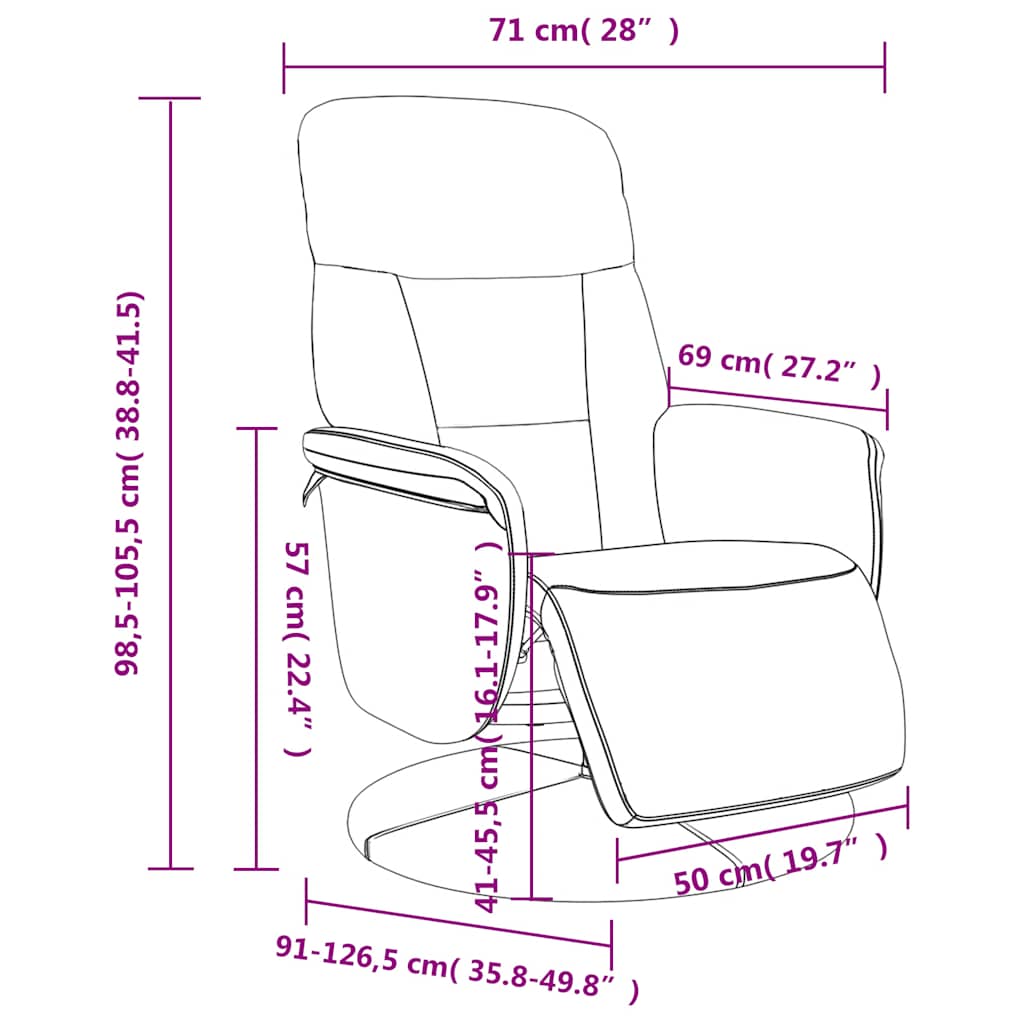 Fauteuil inclinable avec repose-pied rouge bordeaux velours - XIOS