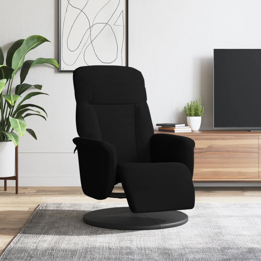 Fauteuil inclinable avec repose-pied noir velours - XIOS