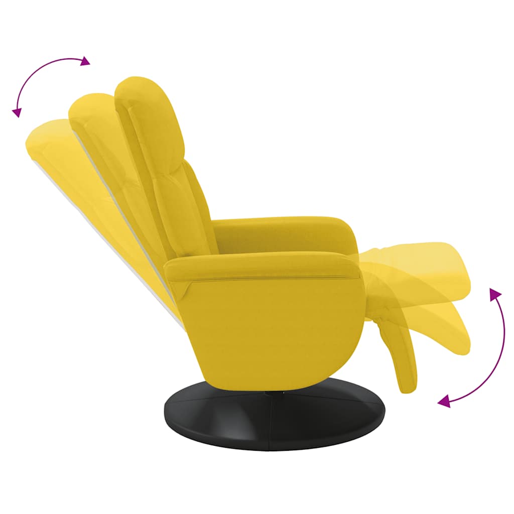 Fauteuil inclinable avec repose-pied jaune velours