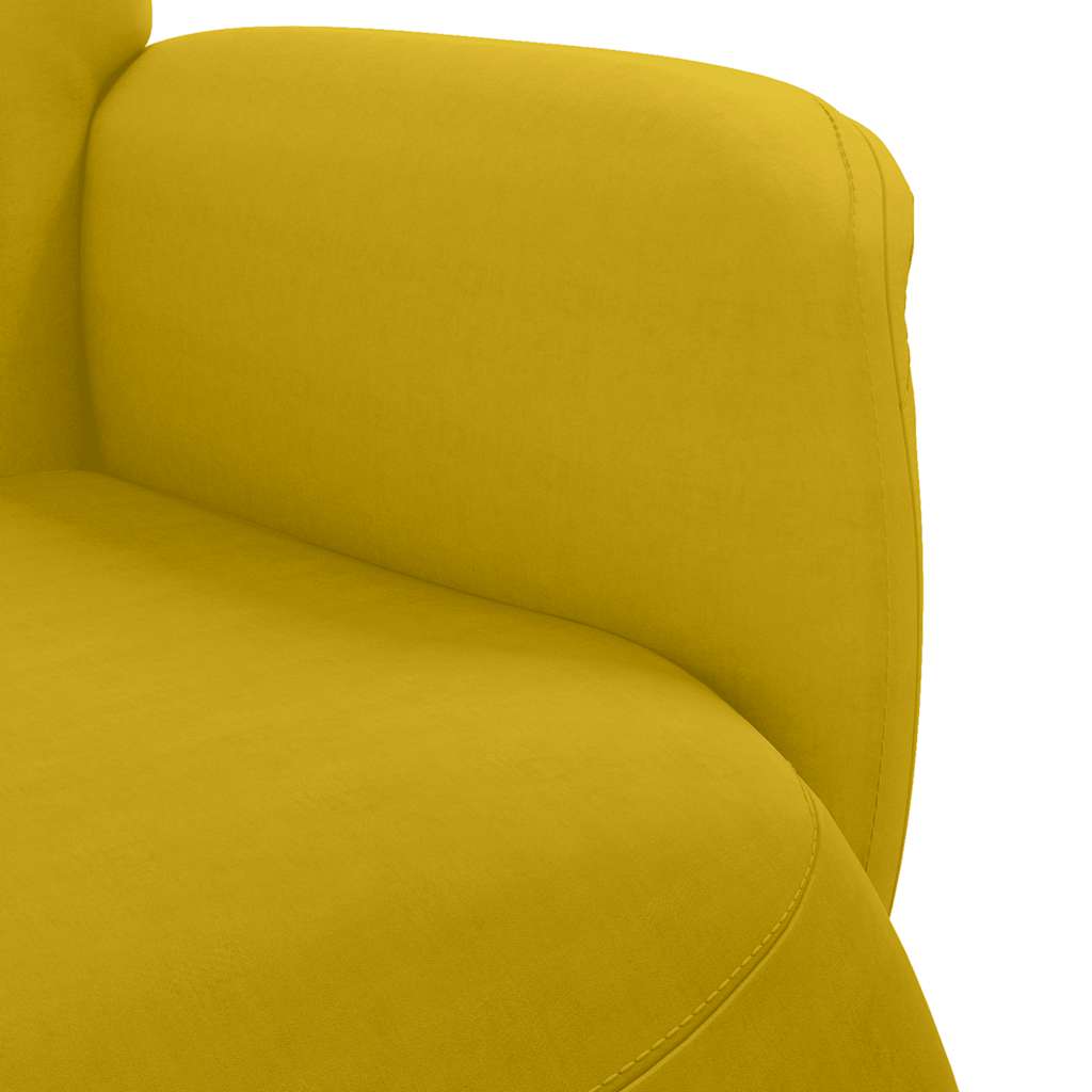 Fauteuil inclinable avec repose-pied jaune velours