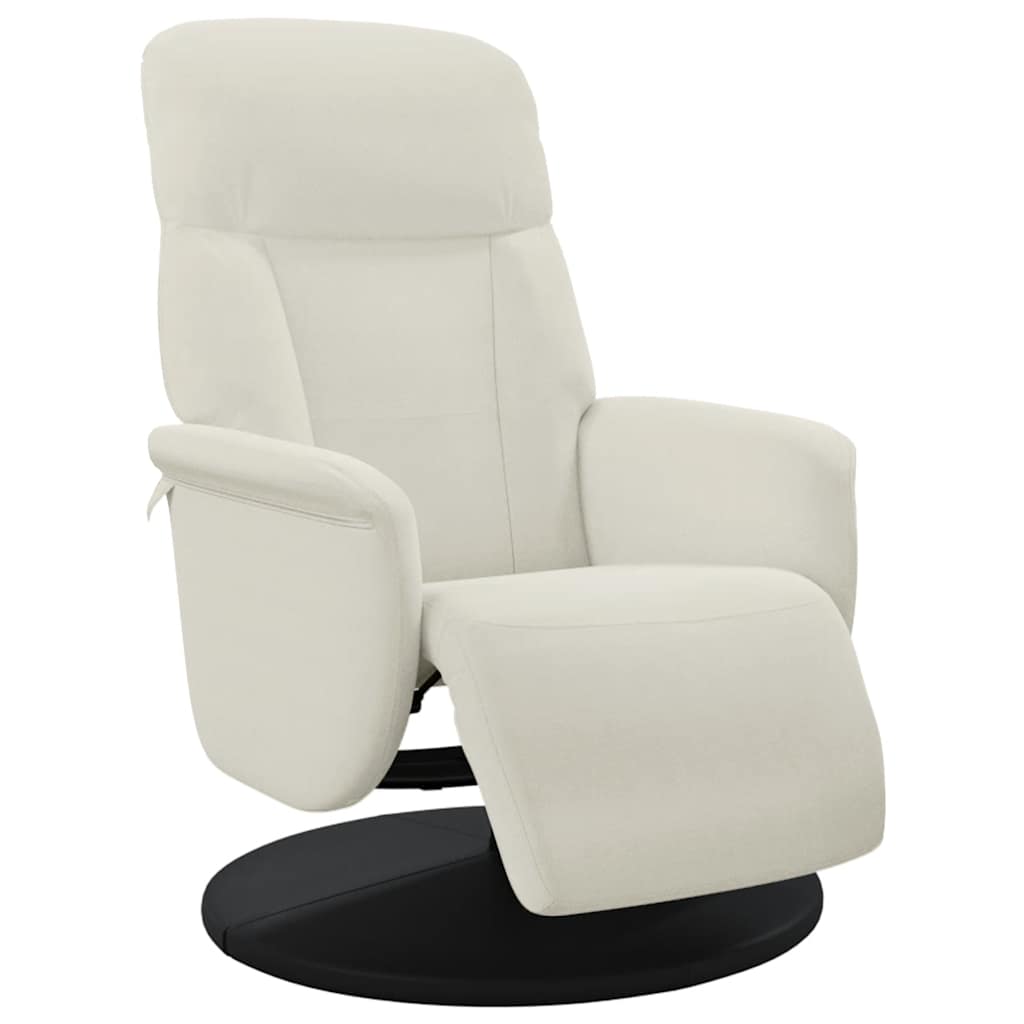 Fauteuil inclinable avec repose-pied crème velours