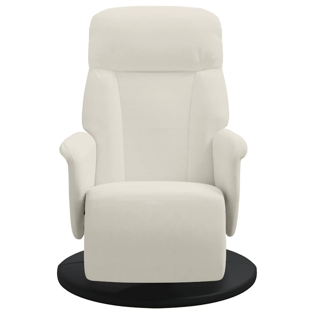 Fauteuil inclinable avec repose-pied crème velours