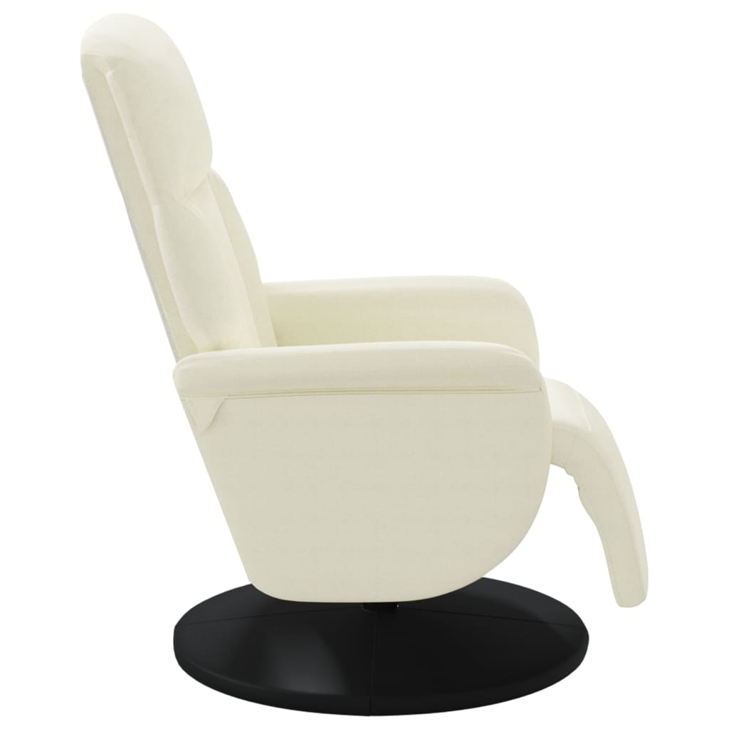 Fauteuil inclinable avec repose-pied crème velours - XIOS