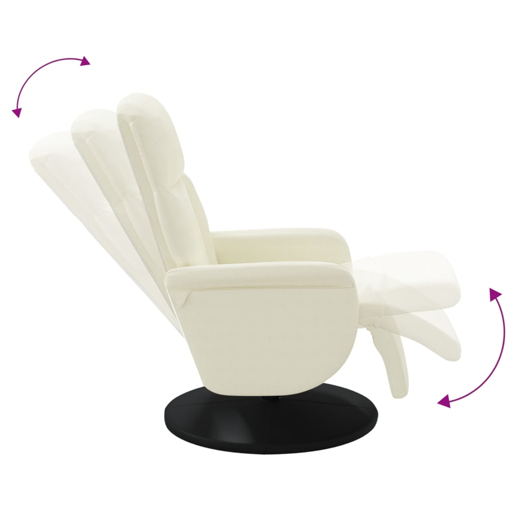 Fauteuil inclinable avec repose-pied crème velours - XIOS