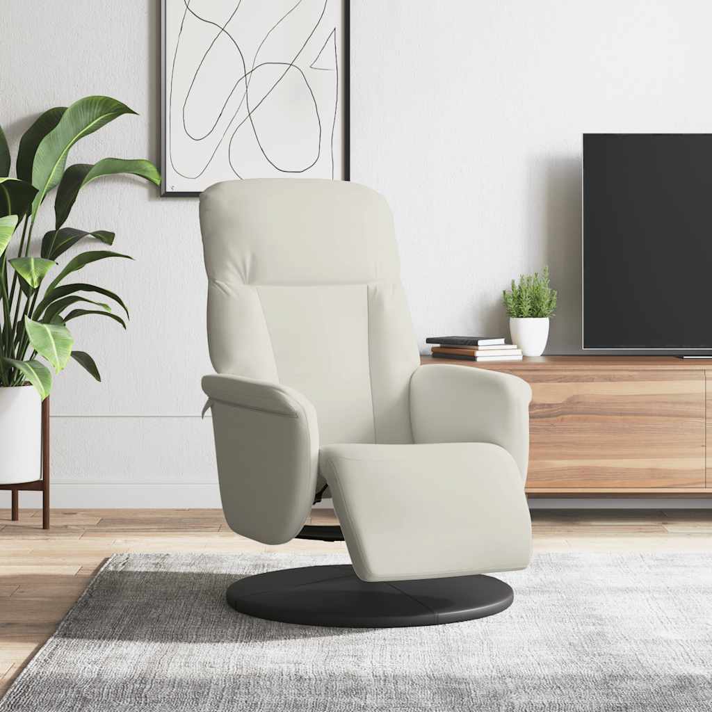 Fauteuil inclinable avec repose-pied crème velours