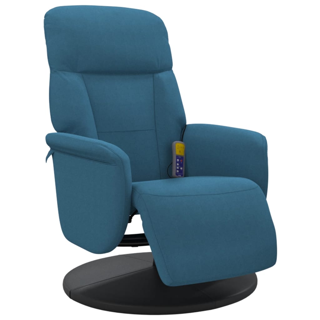 Fauteuil inclinable de massage avec repose-pied bleu velours - XIOS