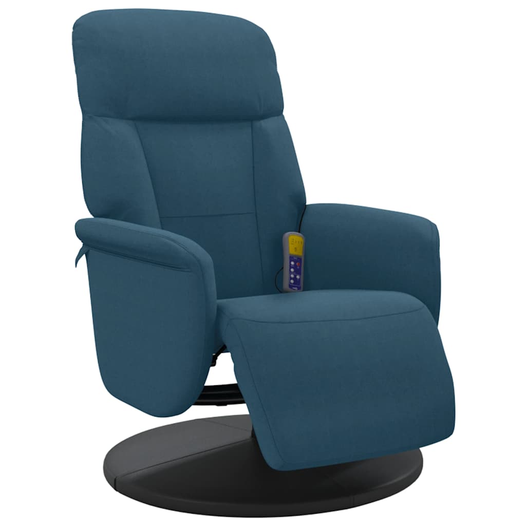 Fauteuil inclinable de massage avec repose-pied bleu velours