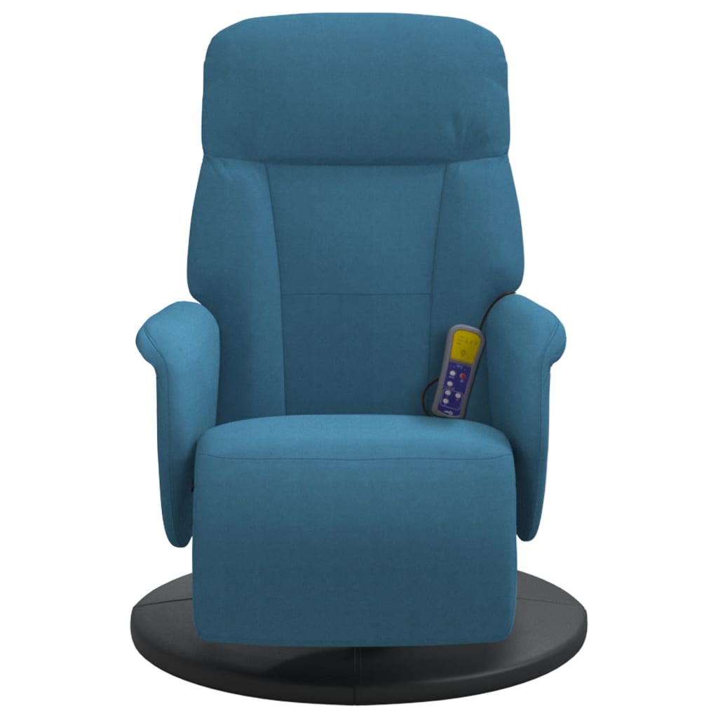 Fauteuil inclinable de massage avec repose-pied bleu velours - XIOS