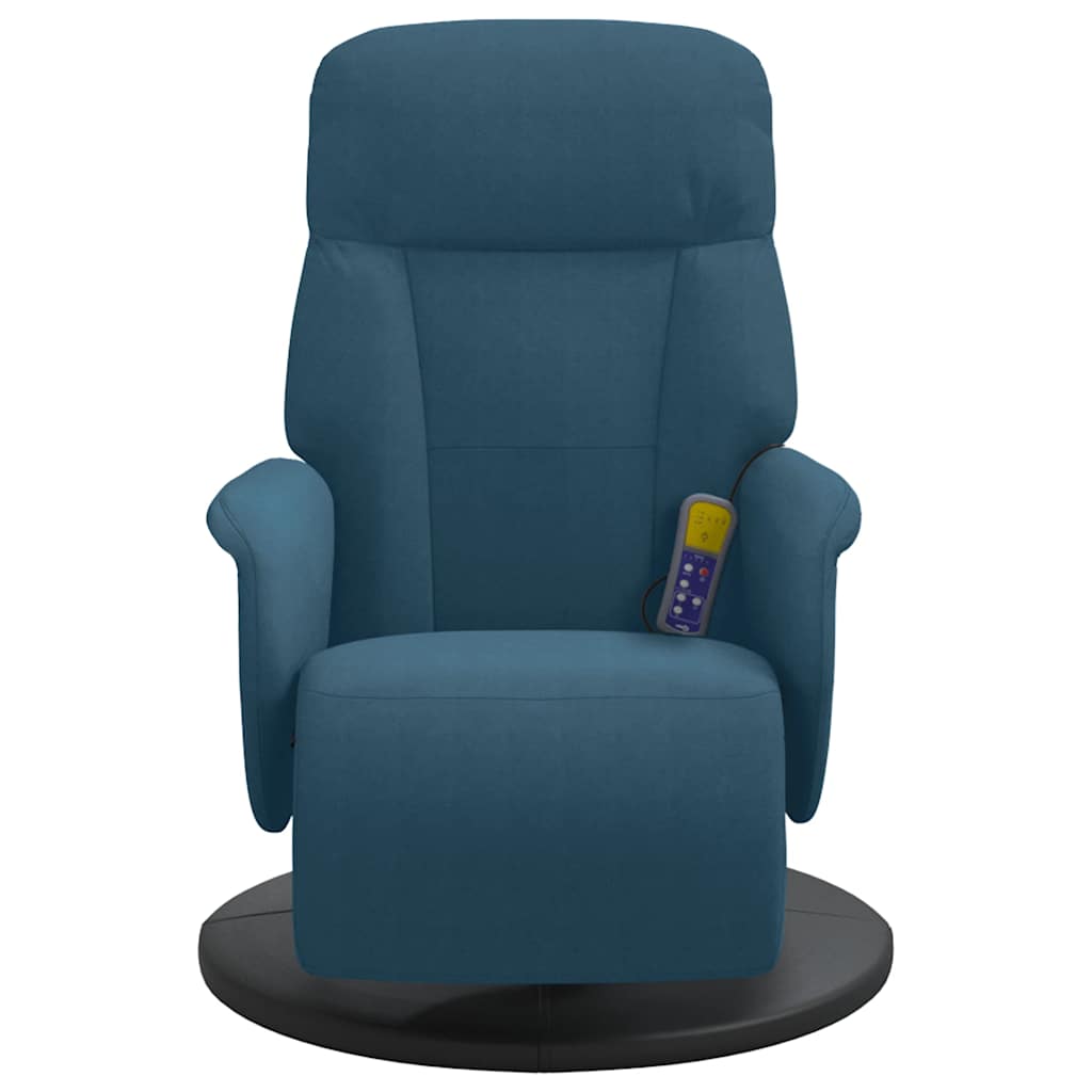 Fauteuil inclinable de massage avec repose-pied bleu velours