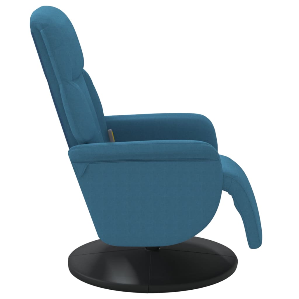 Fauteuil inclinable de massage avec repose-pied bleu velours - XIOS
